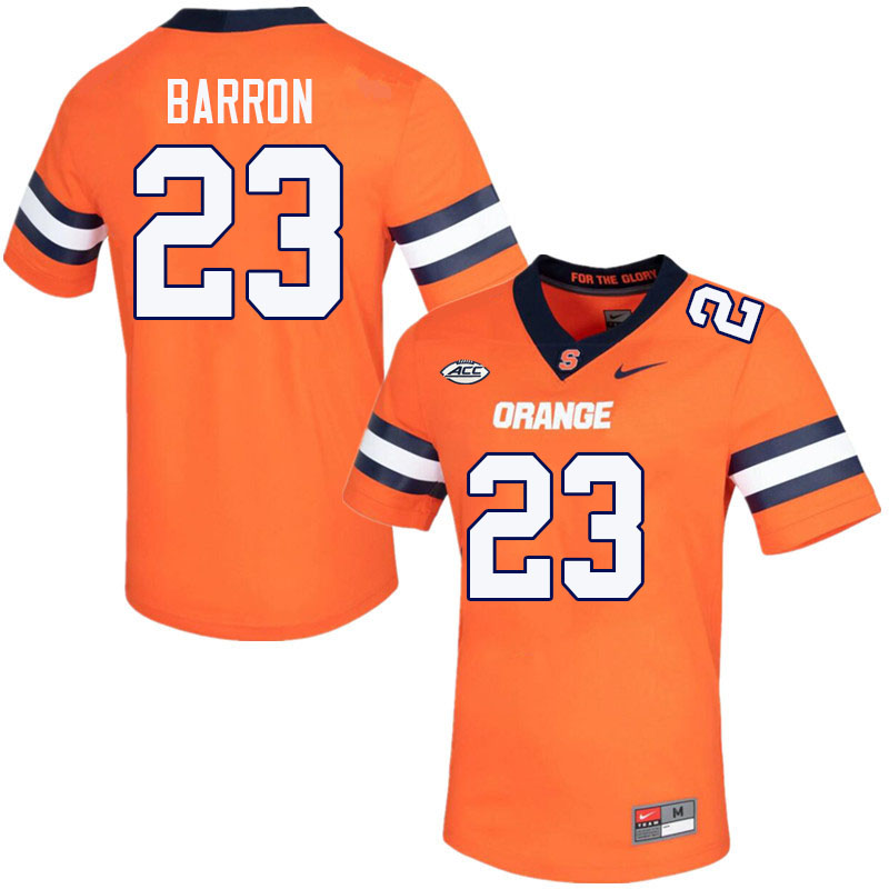 Men-Youth #23 Justin Barron Syracuse Orange 2023 College Football Jerseys Stitched-Orange